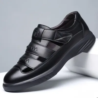 BREATHABLE BAITA LEATHER SANDALS BLACK